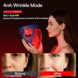 INIA Glow 4D Wireless Red Light Therapy Mask for face – Dual NIR, 320 LEDs, 4 Modes, Under-Eye Cooling, Cordless & Rechargeable LED Face Mask for Home & Travel, Skincare Gifts for Women Mom Wife, Blue