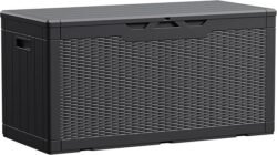 Devoko 100 Gallon Waterproof Large Resin Deck Box Indoor Outdoor Lockable Storage Container for Patio Furniture Cushions Garden Tools (100 Gallon, Black)