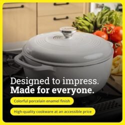 Lodge Essential Enamel Cast Iron Dutch Oven – Perfect for Bread Baking, Braising, Marinating & Slow Cooking – Features Moisture-Sealing Lid & Dual Handles – Kitchen Essentials – 6 Quarts – Oyster White