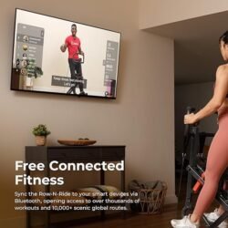 Sunny Health & Fitness Row-N-Ride PRO, Full Body Combo Squat Machine w/Optional Resistance Band, Easy Setup Ab Workout Exercise Equipment for Home, Whole Body Cardio, Optional SunnyFit App Connection