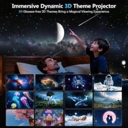 Rossetta 3D Projector, 60 Themes HD 3D Galaxy Projector with Bluetooth Speaker & Remote, 1H/2H Timer, Night Light for Bedroom, Home Decor, Party, Birthday & Christmas Gifts for Adults, Girls, Boys