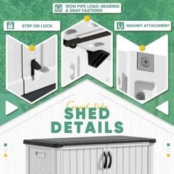 Devoko Outdoor Storage Cabinet 26 Cu Ft with Lockable Doors, Horizontal Storage Shed Waterproof Patio Tools Storage Box for Sofa Cushions, Gardening Tools and Accessories (White)