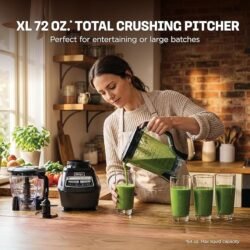 Ninja Kitchen System | All-in-One Food Processor & Blender for Smoothies | Includes Pitcher, (2) 16 oz. To-Go Cups & 8-Cup Bowl | Makes Salsa, Dough, Shakes, & Frozen Drinks | 1500W | Black | BL770