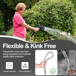 SPECILITE 200ft 304 Stainless Steel Garden Hose Metal, Heavy Duty Water Pipe with Nozzles for Yard, Outdoor – Flexible, Never Kink & Tangle, Puncture Resistant (Sliver)