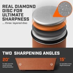 The Original Tumbler Rolling Knife Sharpener™ – Knife Sharpening Made Easy – Rolling Knife Sharpener Tool for Kitchen Knives – Knife Sharpener Kit Offers 15 & 20 Degree Sharpening (Wood)