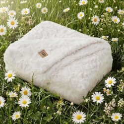 UGG Adalee Faux Fur Throw Blanket for Couch, Cozy Soft Blanket for Bed or Chair, Giftable Fluffy Throw, Machine Washable, Luxury Spring Home Decor, 50-inch x 70-inch, Natural White