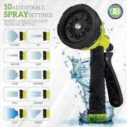 J&B XpandaHose 150ft Expandable Garden Hose – Ultra-Strong 3750D, 4-Layer Latex Core, Brass 3/4″ Connectors, 10-Pattern Nozzle & Storage Bag – Lightweight, Kink-Reducing, Leak-Resistant