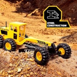 Tonka Steel Classics Road Grader – Made with Steel & Sturdy Plastic, Yellow Toy Construction Truck, Boys and Girls, Kids, Toddlers, Ages 3+