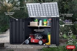 Keter Store-It-Out Prime 4.3 x 3.7 ft. Outdoor Resin Storage Shed with Easy Lift Hinges, Perfect for Yard Tools, Pool Floats and Garden Accessories, Black