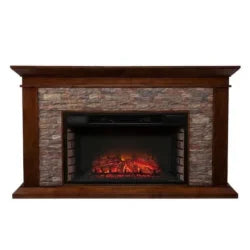 Unbranded Null Ithaca 60 In. W Simulated Stone Electrics Fireplaces