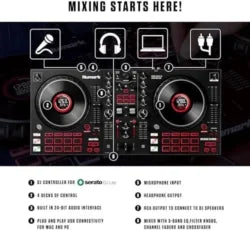 Numark Mixtrack Platinum FX Serato DJ Controllers with Jog Wheel Displays, 4 Decks, Mixers, Effects Paddles and (Audio Interface)