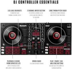 Numark Mixtrack Platinum FX Serato DJ Controllers with Jog Wheel Displays, 4 Decks, Mixers, Effects Paddles and (Audio Interface)