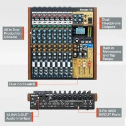 Tascam Model 12 All-in-One 12-track Digital Multitrack Mixings and Recording Studio, Mixer, USB Audio Interface and DAW Controllers
