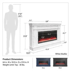 Novogratz Waverly Wide Mantel Electric Fireplaces.