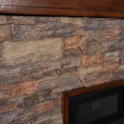 Unbranded Null Ithaca 60 In. W Simulated Stone Electrics Fireplaces