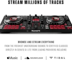 Numark Mixtrack Platinum FX Serato DJ Controllers with Jog Wheel Displays, 4 Decks, Mixers, Effects Paddles and (Audio Interface)