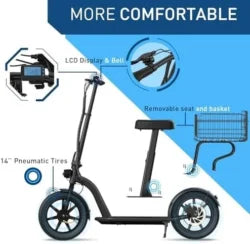 Hiboy MAX Pro Electric Scooter, 46.6 Mi Long Range, 22 MPH Power by 650W MAX Motor, 11” Pneumatic Tires, Split Hub Design, Dual Suspensions, 265lbs MAX Load, Commuting Electric Scooters for Adults