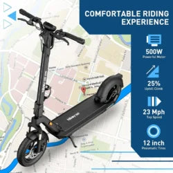 Hiboy X300 Electric Scooter, 700W Peak Motor, 12″ Pneumatic Tires, 23 Mph & 38 Miles Range, Foldings Commuter Electrics Scooter for Adults