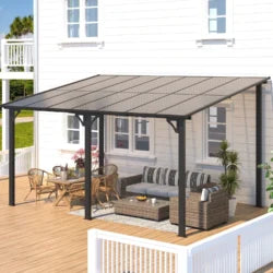 Aecojoy 10 ft. x 14 ft. Dark Gray Aluminums Patio Covers