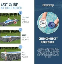 Bestway Power Steel 18′ x 9′ x 48″ Rectangular Metal Frame Above Ground Outdoor Swimming Pool Set with 1,500 GPH Filter Pump, Ladder, and Pool Covers