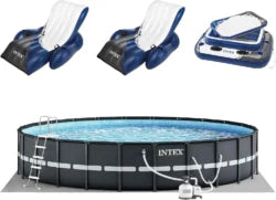 Intex Ultra XTR Round Frame Pool with Pumps, Cooler, and Floats (2 Packs)