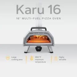 Ooni Karu 16 Multi-Fuel Outdoor Pizza Oven – Wood and Gas Fired Oven – Outdoor Cooking Pizza Oven – Fire and Stonebaked Pizza Ovens for Authentic Homemade Pizzas – Dual Fuel Pizza Makers