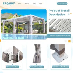 EROMMY 12’x24′ Outdoor Louvered Pergola Gazebos