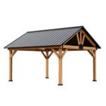 JOYSIDE 15 ft. x 13 ft. Solid Cedar Wood Outdoor Patio Hardtop Gazebo - Image 2