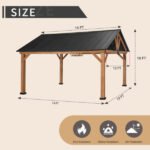 JOYSIDE 15 ft. x 13 ft. Solid Cedar Wood Outdoor Patio Hardtop Gazebo - Image 4