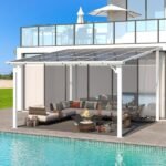 Aecojoy 12 ft x 12 ft White Aluminum Pergola with Canopy