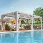 Erommy Outdoor Louvered Pergola Gazebo with Adjustable Aluminum Rainproof Roof