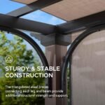 Sunjoy 11 x 11 ft Metal Pergola with Adjustable Tan Garden Shade - Image 2