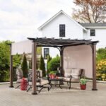 Sunjoy 11 x 11 ft Metal Pergola with Adjustable Tan Garden Shade - Image 6
