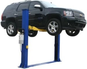 ATLAS Automotive Equipment 9OHSC-SS 2-Post Vehicle Overhead Lift, 11’9” Minimum Ceiling Height, 9,000lb Capacity, Clear Floor, 11’10” Height, 3-Stage Front and 2-Stage Rear Arms, for DIY/Hobbyists