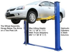 ATLAS Automotive Equipment 9OHSC-SS 2-Post Vehicle Overhead Lift, 11’9” Minimum Ceiling Height, 9,000lb Capacity, Clear Floor, 11’10” Height, 3-Stage Front and 2-Stage Rear Arms, for DIY/Hobbyists - Image 6