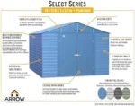 Arrow Select 10′ x 12′ Outdoor Lockable Steel Storage Shed Building, Charcoal - Image 2