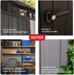Keter Outdoor Storage Shed, for House, Patio & Yard, Plastic Resin, Artisan, 7×7 Ft, Gray - Image 3