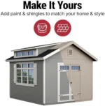 Handy Home Products Windemere 10×12 Do-it-Yourself Wooden Storage Shed with Floor, Beige - Image 3