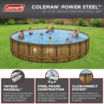 Coleman Power Steel 22′ x 52 Round Above Ground Pool Set - Image 2