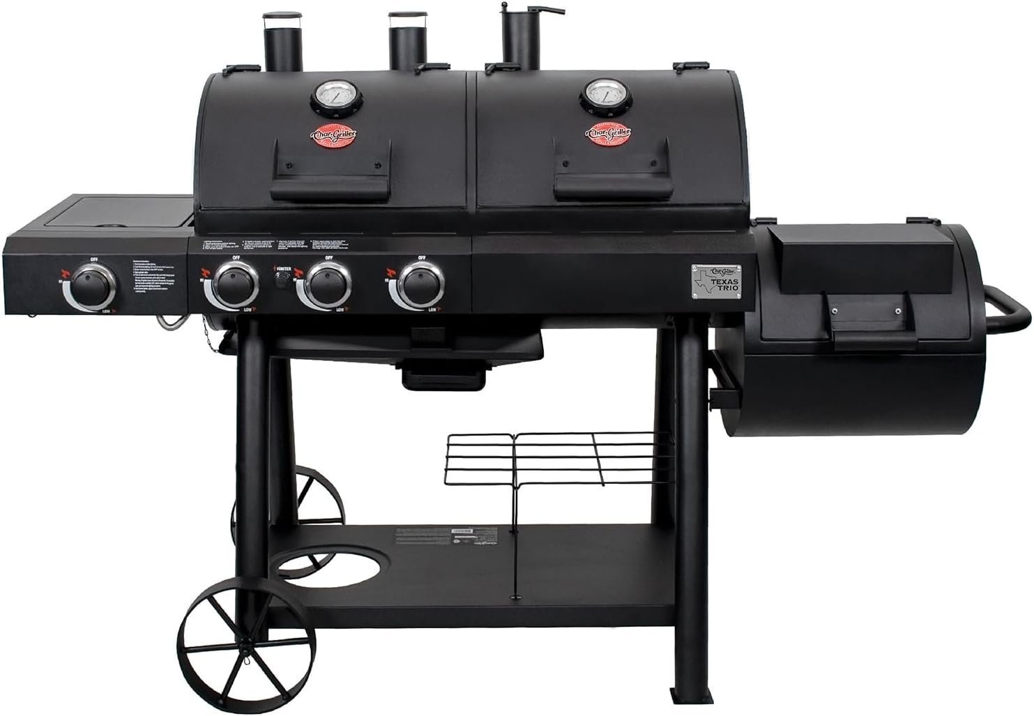 614j3QuX5IL._AC_SL1500_.jpg Char-Griller Texas Trio 3-Burner Dual Fuel Grill with Smoker - Image 1