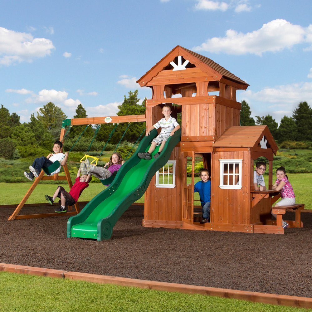 65413B-Hero.jpg Backyard Discovery Shenandoah Cedar Wood Swing Set Slide - Image 1
