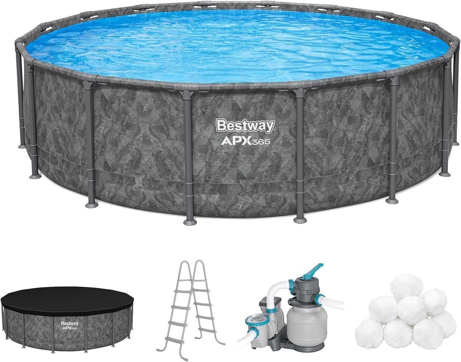719Clln3yL._AC_SL1500_.jpg Bestway APX 365 16ft x 48 inches Round Above Ground Pool Set - Image 1