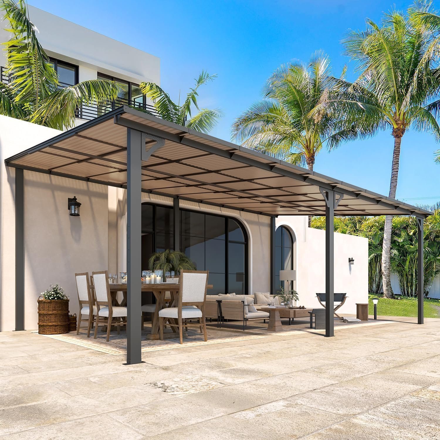 81pzKPmLFL._AC_SL1500_-1.jpg Aecojoy 20’x12′ Wall Mounted Gazebos Pergola - Image 1