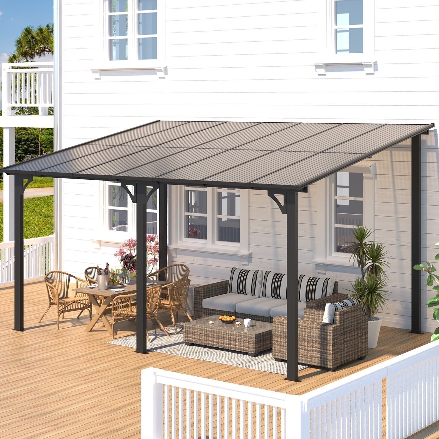 AECOJOY-10-x-14-Hardtop-Gazebo-Outdoor-Aluminum-Pergola-for-Garden-Patio-Backyard-Gray_6038bb84-87e3-4f4a-b94d-351df7a1e8ee.6e06ac4c2c92f48001db75605255bd64-2.jpeg Aecojoy 10 ft. x 14 ft. Dark Gray Aluminum Patio Cover - Image 1