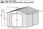 Arrow Select 10′ x 12′ Outdoor Lockable Steel Storage Shed Building, Charcoal - Image 2