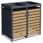 Wood Effect Wheelie Bin Storage With Planter- Double Bin Store - Image 2