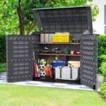Duramax StoreAway Cedargrain Plastic Garden Storage Box – 1200L Arc Lid – Grey - Image 3