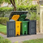 Duramax StoreAway Cedargrain Plastic Garden Storage Box – 1200L Arc Lid – Grey - Image 2