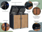 Wood Effect Wheelie Bin Storage – Triple Bin Store - Image 5