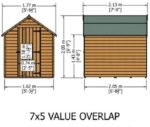 Shire Value Overlap 7ft x 5ft Shed – Windowless - Image 6